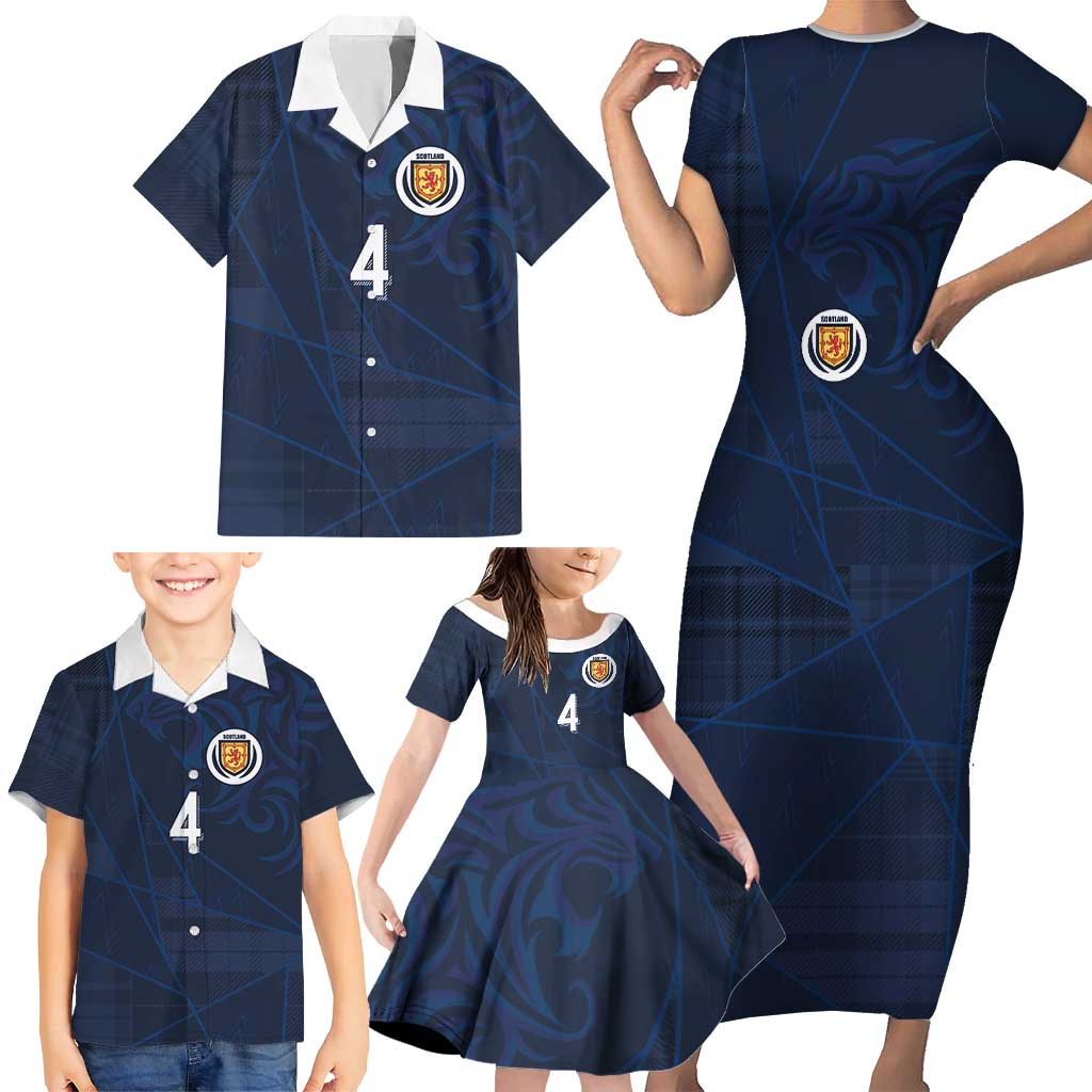 Custom Scotland National Football Family Matching Short Sleeve Bodycon Dress and Hawaiian Shirt Tartan Patchwork and Sport Lion - Wonder Print Shop