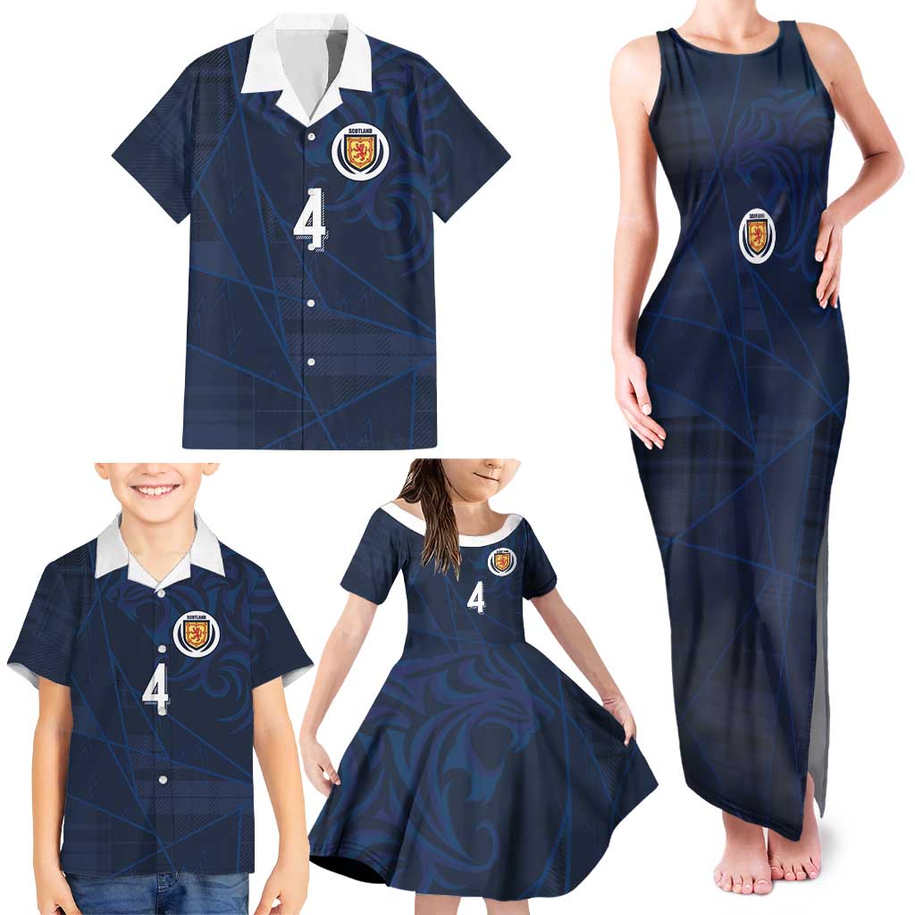 Custom Scotland National Football Family Matching Tank Maxi Dress and Hawaiian Shirt Tartan Patchwork and Sport Lion - Wonder Print Shop