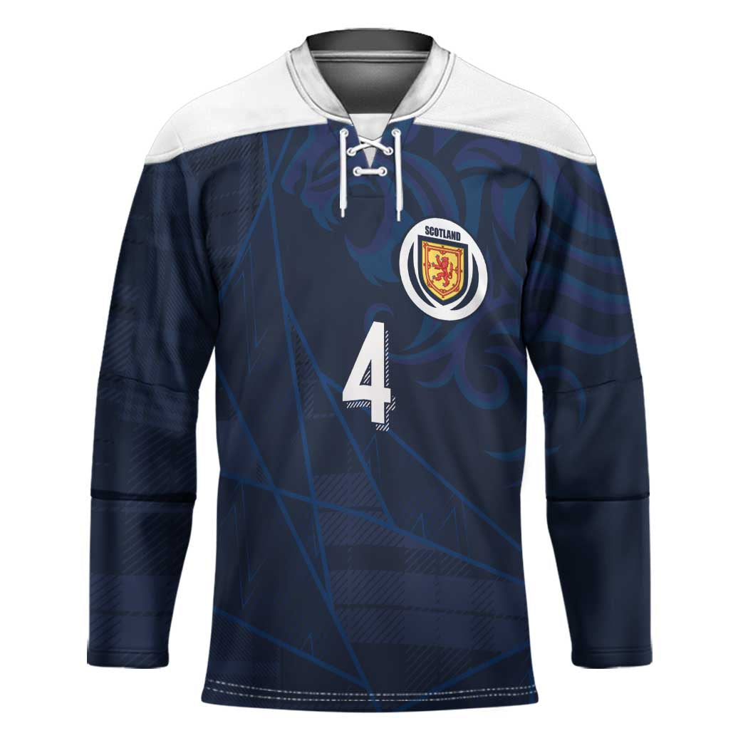 Custom Scotland National Football Hockey Jersey Tartan Patchwork and Sport Lion - Wonder Print Shop