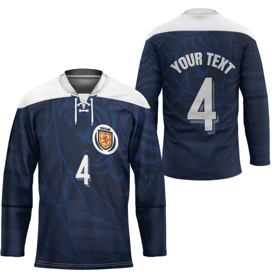 Custom Scotland National Football Hockey Jersey Tartan Patchwork and Sport Lion - Wonder Print Shop
