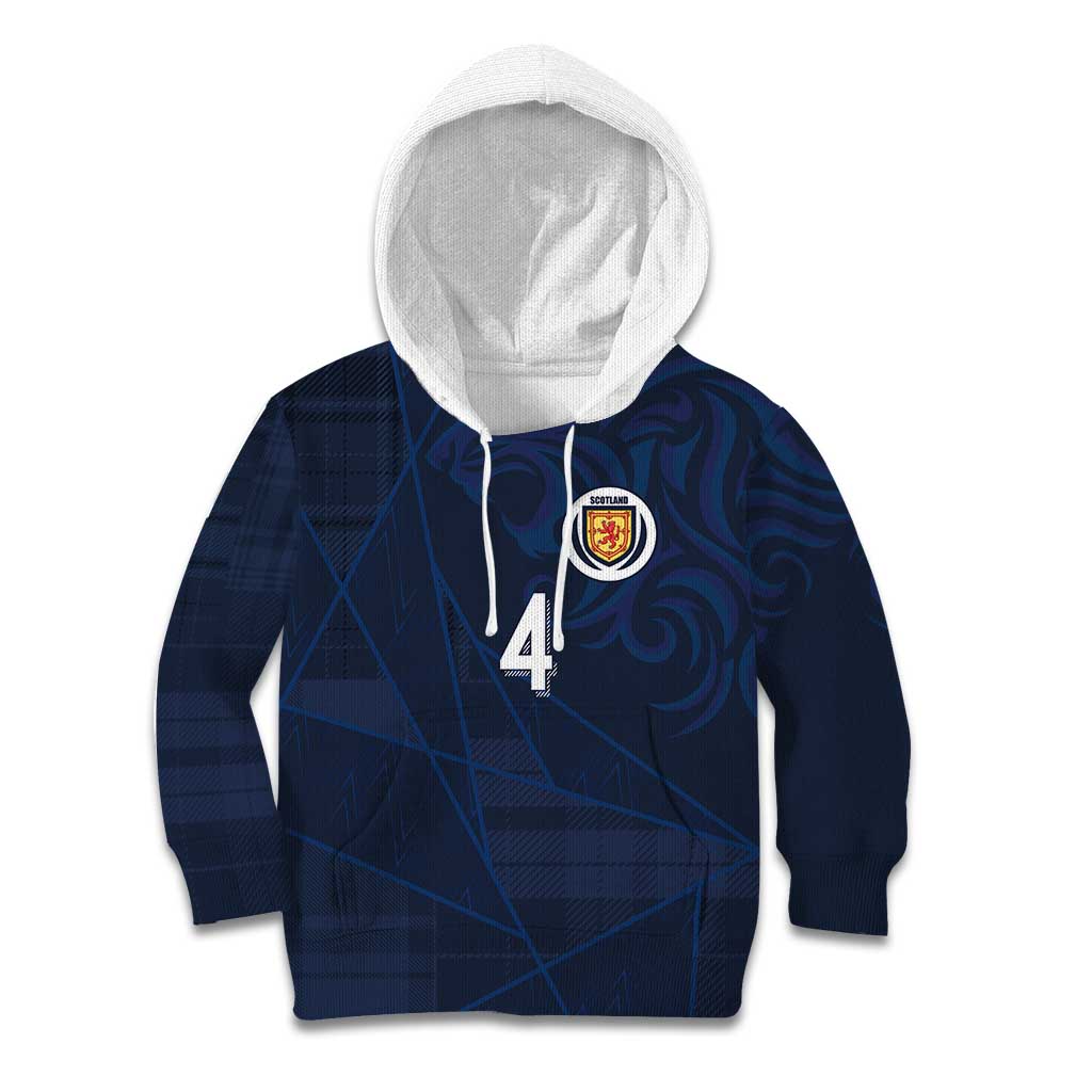 Custom Scotland National Football Kid Hoodie Tartan Patchwork and Sport Lion - Wonder Print Shop