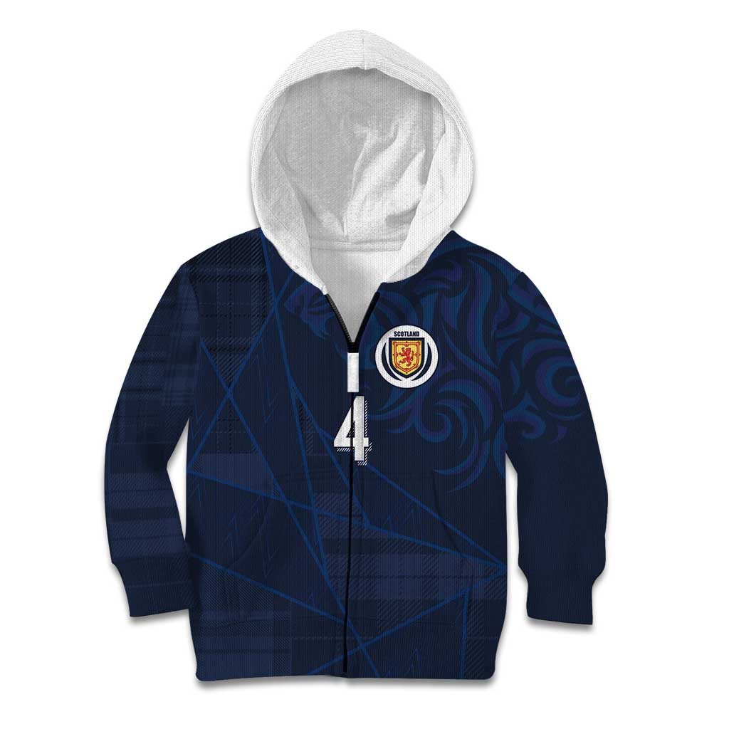 Custom Scotland National Football Kid Hoodie Tartan Patchwork and Sport Lion - Wonder Print Shop