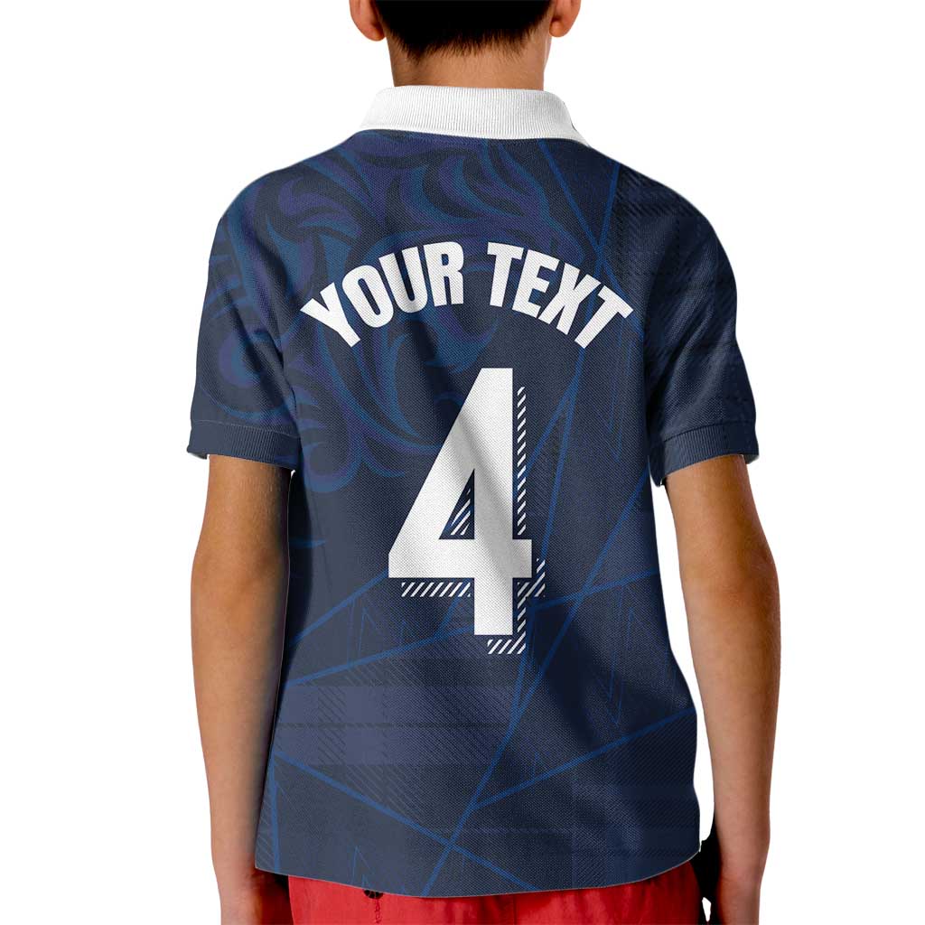 Custom Scotland National Football Kid Polo Shirt Tartan Patchwork and Sport Lion - Wonder Print Shop