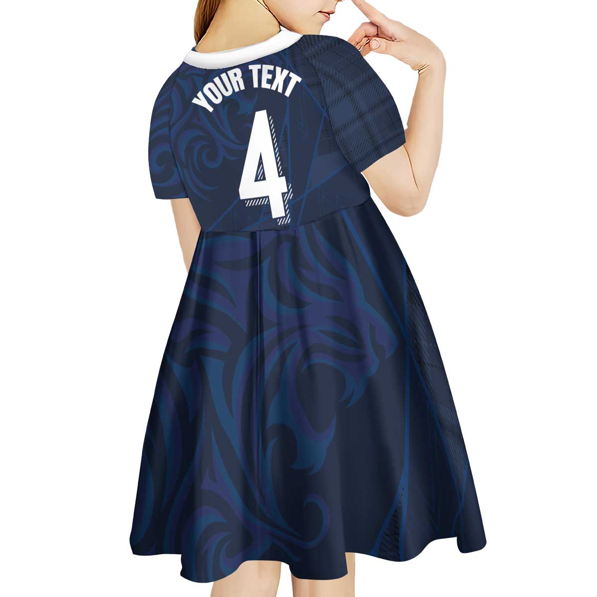 Custom Scotland National Football Kid Short Sleeve Dress Tartan Patchwork and Sport Lion - Wonder Print Shop