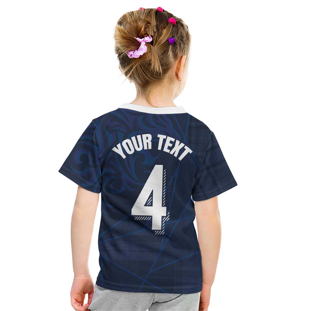 Custom Scotland National Football Kid T Shirt Tartan Patchwork and Sport Lion - Wonder Print Shop