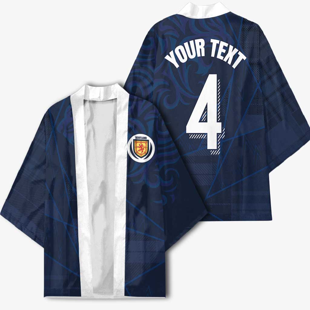 Custom Scotland National Football Kimono Tartan Patchwork and Sport Lion - Wonder Print Shop