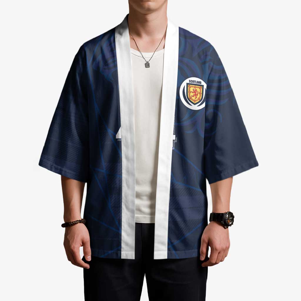 Custom Scotland National Football Kimono Tartan Patchwork and Sport Lion - Wonder Print Shop