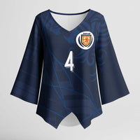 Custom Scotland National Football Kimono Sleeve Blouse Tartan Patchwork and Sport Lion - Wonder Print Shop