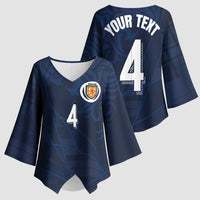 Custom Scotland National Football Kimono Sleeve Blouse Tartan Patchwork and Sport Lion - Wonder Print Shop