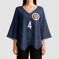 Custom Scotland National Football Kimono Sleeve Blouse Tartan Patchwork and Sport Lion - Wonder Print Shop