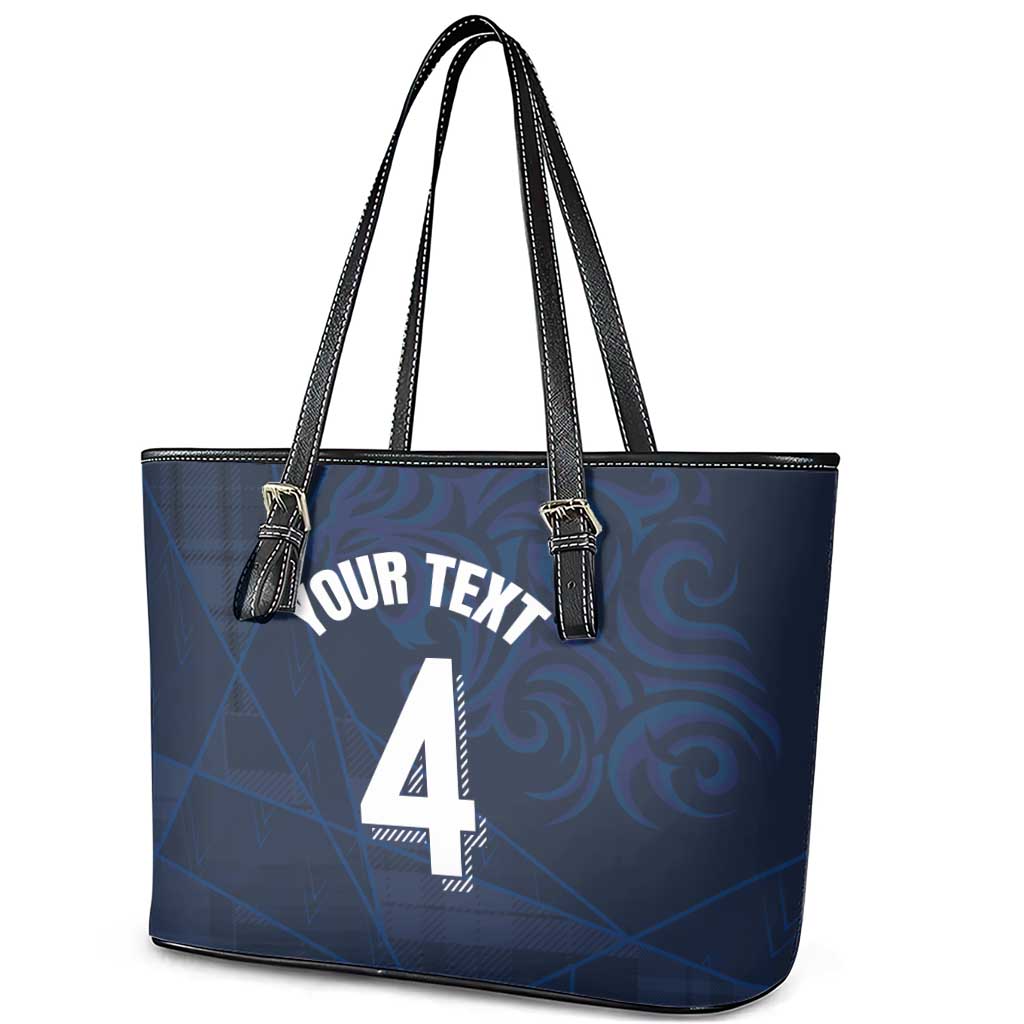 Custom Scotland National Football Leather Tote Bag Tartan Patchwork and Sport Lion - Wonder Print Shop