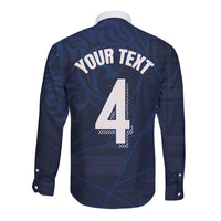 Custom Scotland National Football Long Sleeve Button Shirt Tartan Patchwork and Sport Lion - Wonder Print Shop