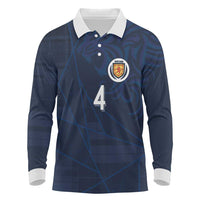 Custom Scotland National Football Long Sleeve Polo Shirt Tartan Patchwork and Sport Lion - Wonder Print Shop