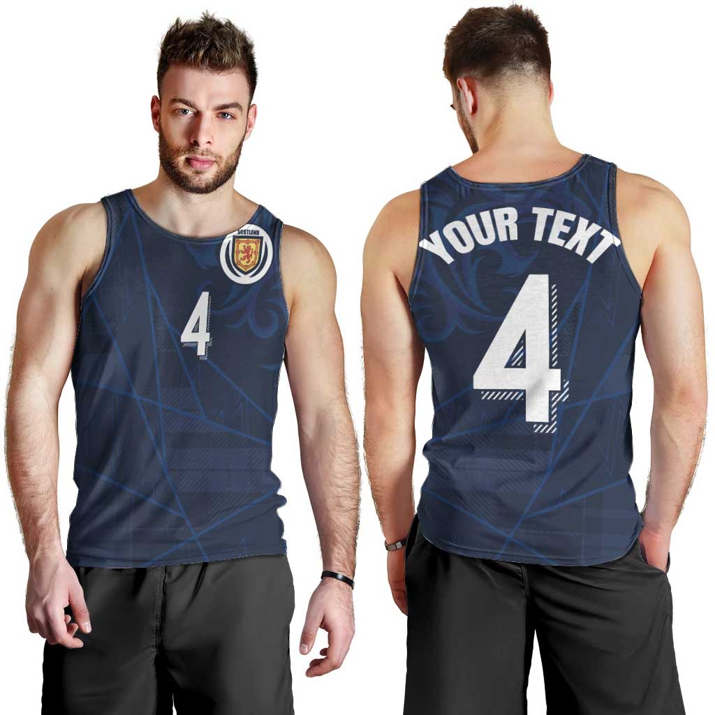 Custom Scotland National Football Men Tank Top Tartan Patchwork and Sport Lion - Wonder Print Shop