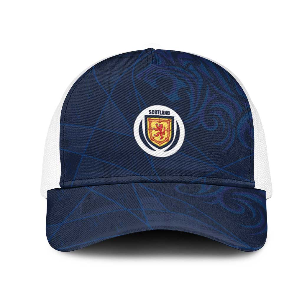 Scotland National Football Mesh Trucker Cap Tartan Patchwork and Sport Lion - Wonder Print Shop