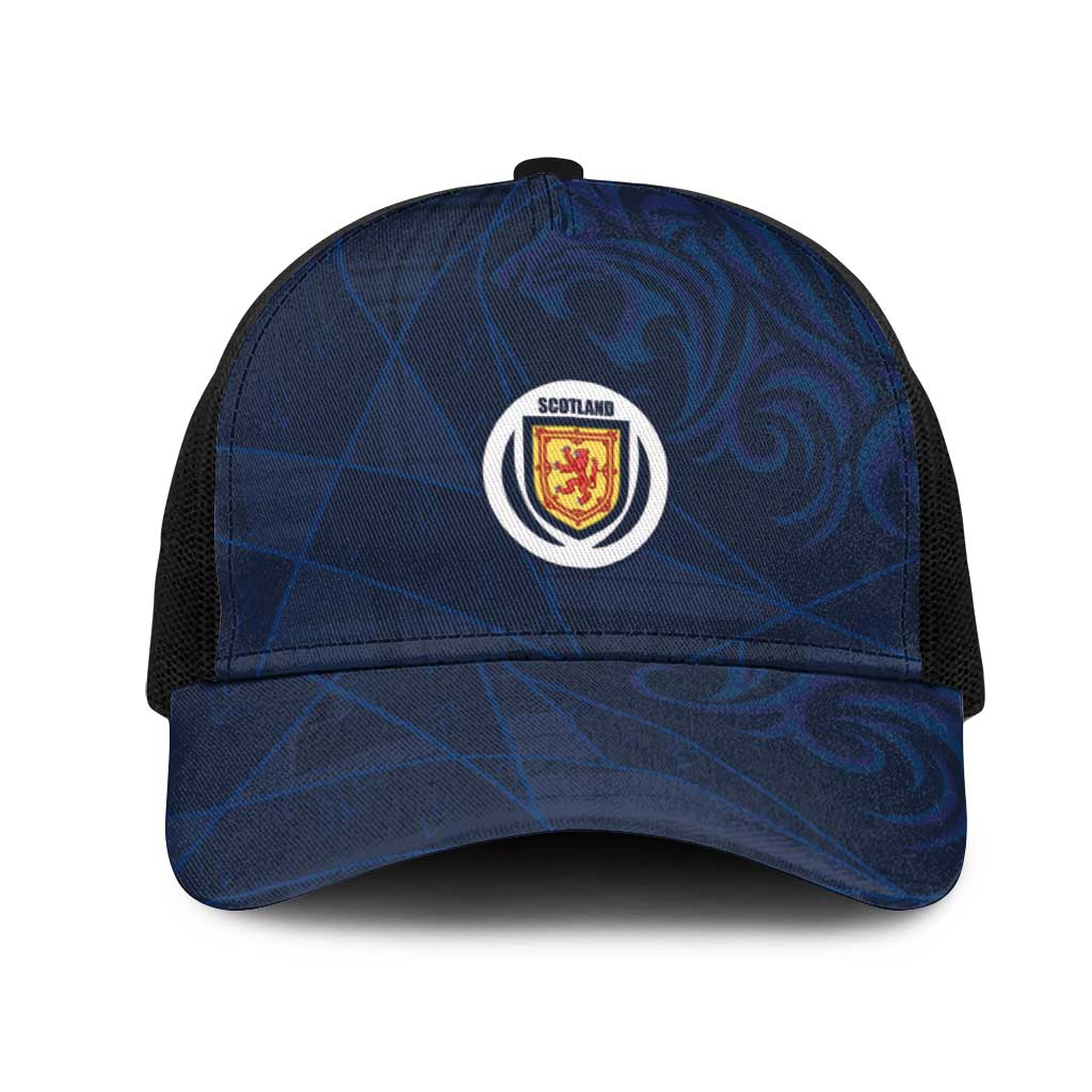 Scotland National Football Mesh Trucker Cap Tartan Patchwork and Sport Lion - Wonder Print Shop