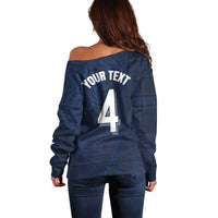Custom Scotland National Football Off Shoulder Sweater Tartan Patchwork and Sport Lion - Wonder Print Shop