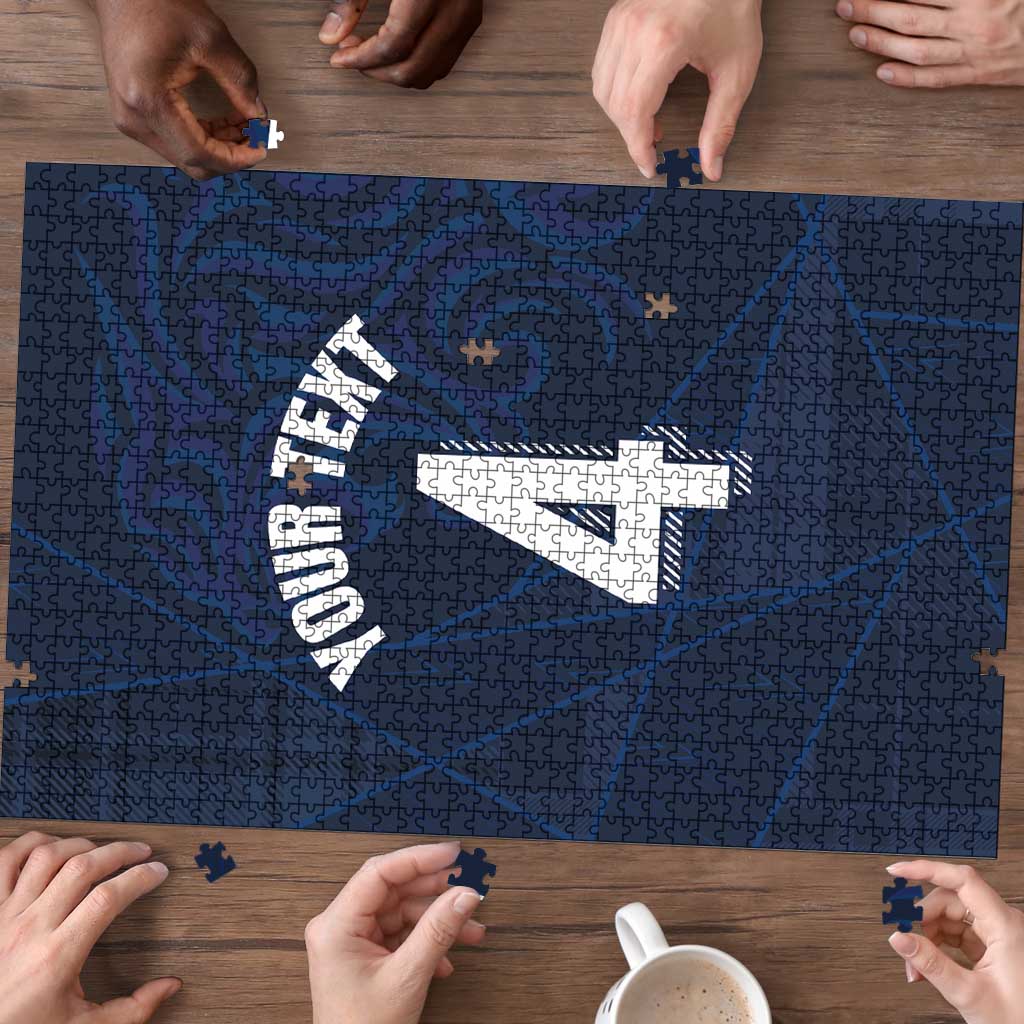 Custom Scotland National Football Puzzle Tartan Patchwork and Sport Lion - Wonder Print Shop