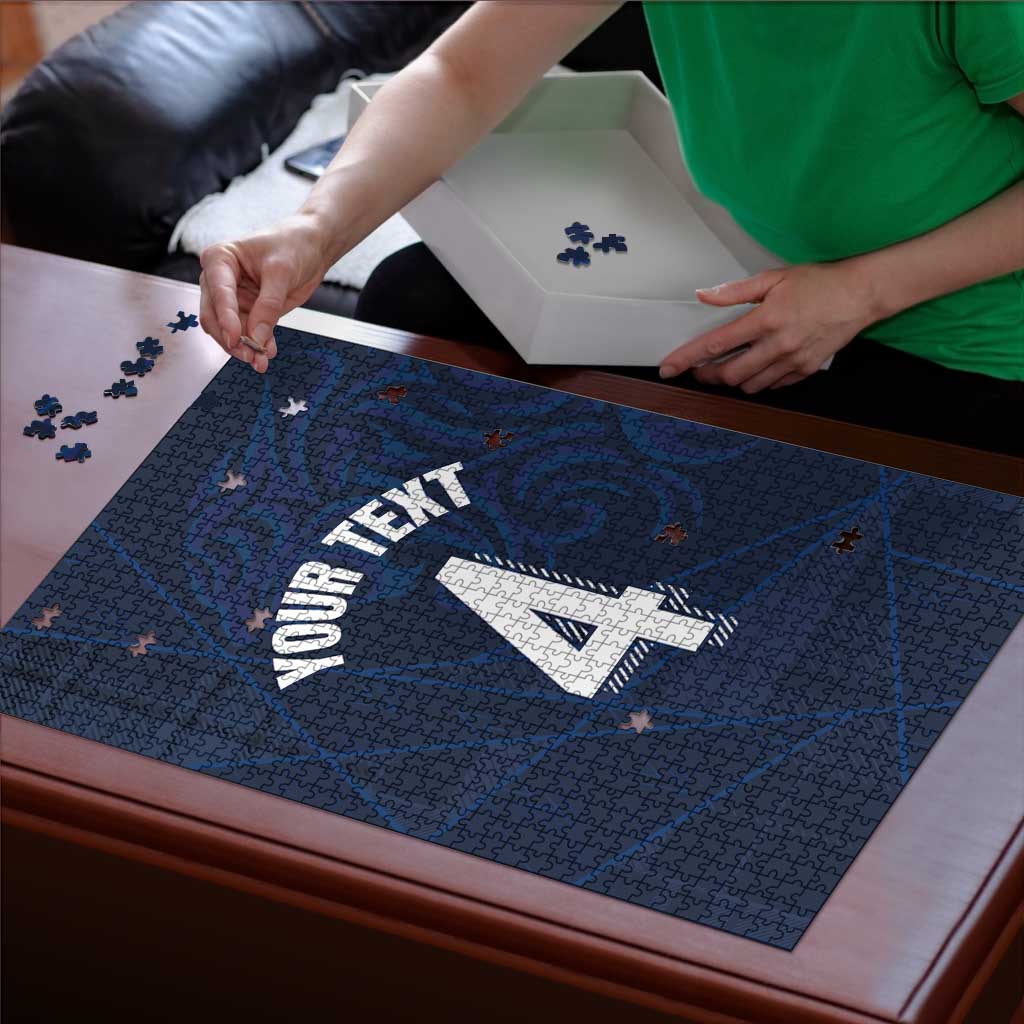 Custom Scotland National Football Puzzle Tartan Patchwork and Sport Lion - Wonder Print Shop