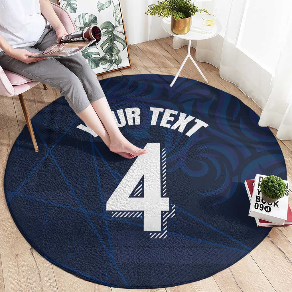 Custom Scotland National Football Round Carpet Tartan Patchwork and Sport Lion - Wonder Print Shop