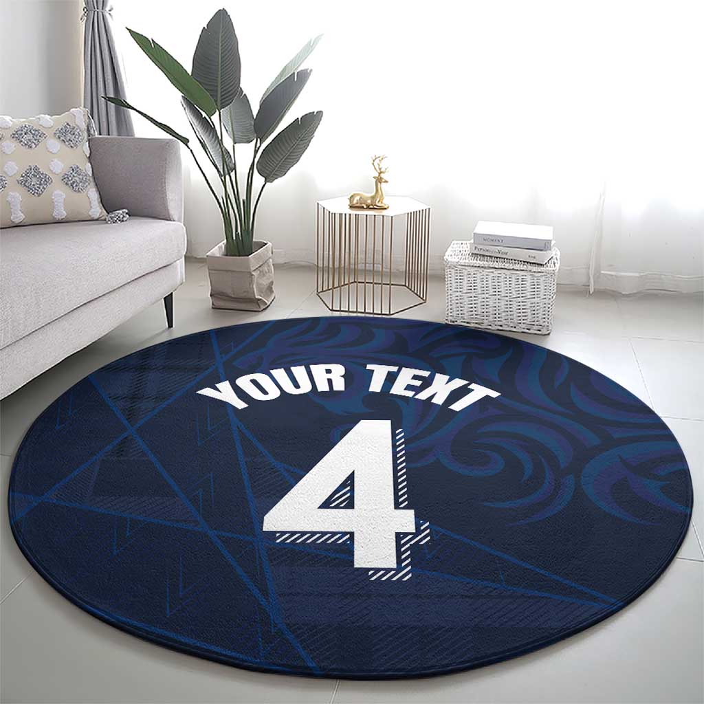 Custom Scotland National Football Round Carpet Tartan Patchwork and Sport Lion - Wonder Print Shop