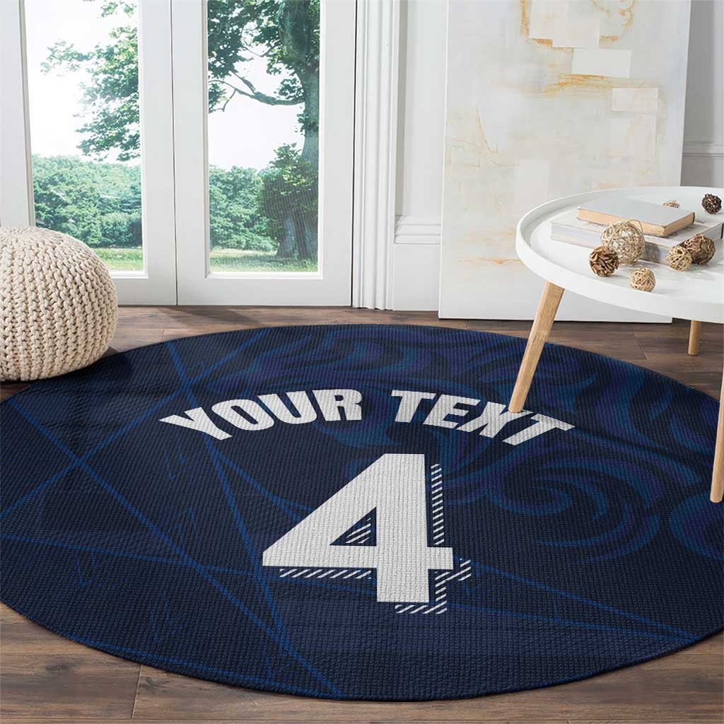 Custom Scotland National Football Round Carpet Tartan Patchwork and Sport Lion - Wonder Print Shop