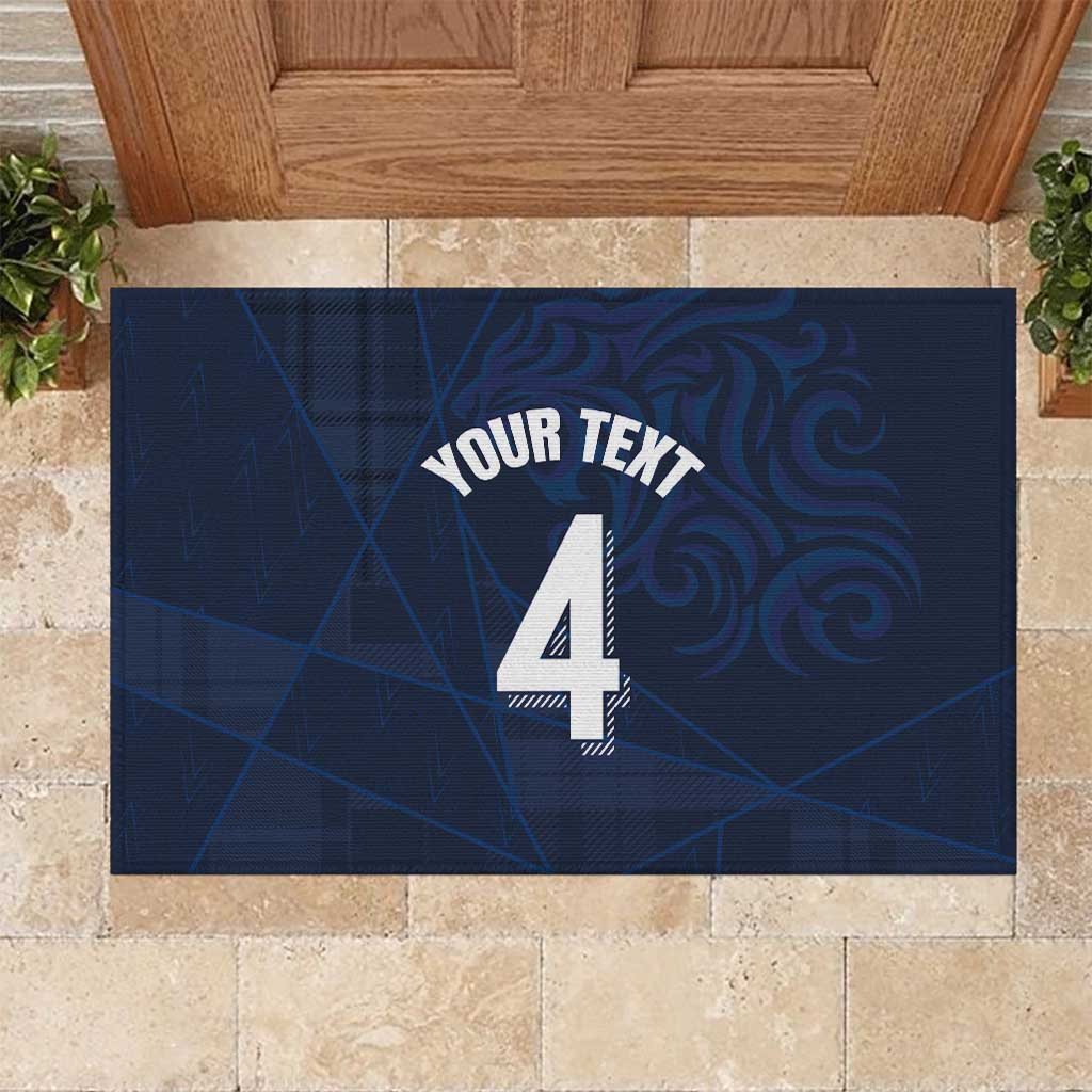 Custom Scotland National Football Rubber Doormat Tartan Patchwork and Sport Lion - Wonder Print Shop