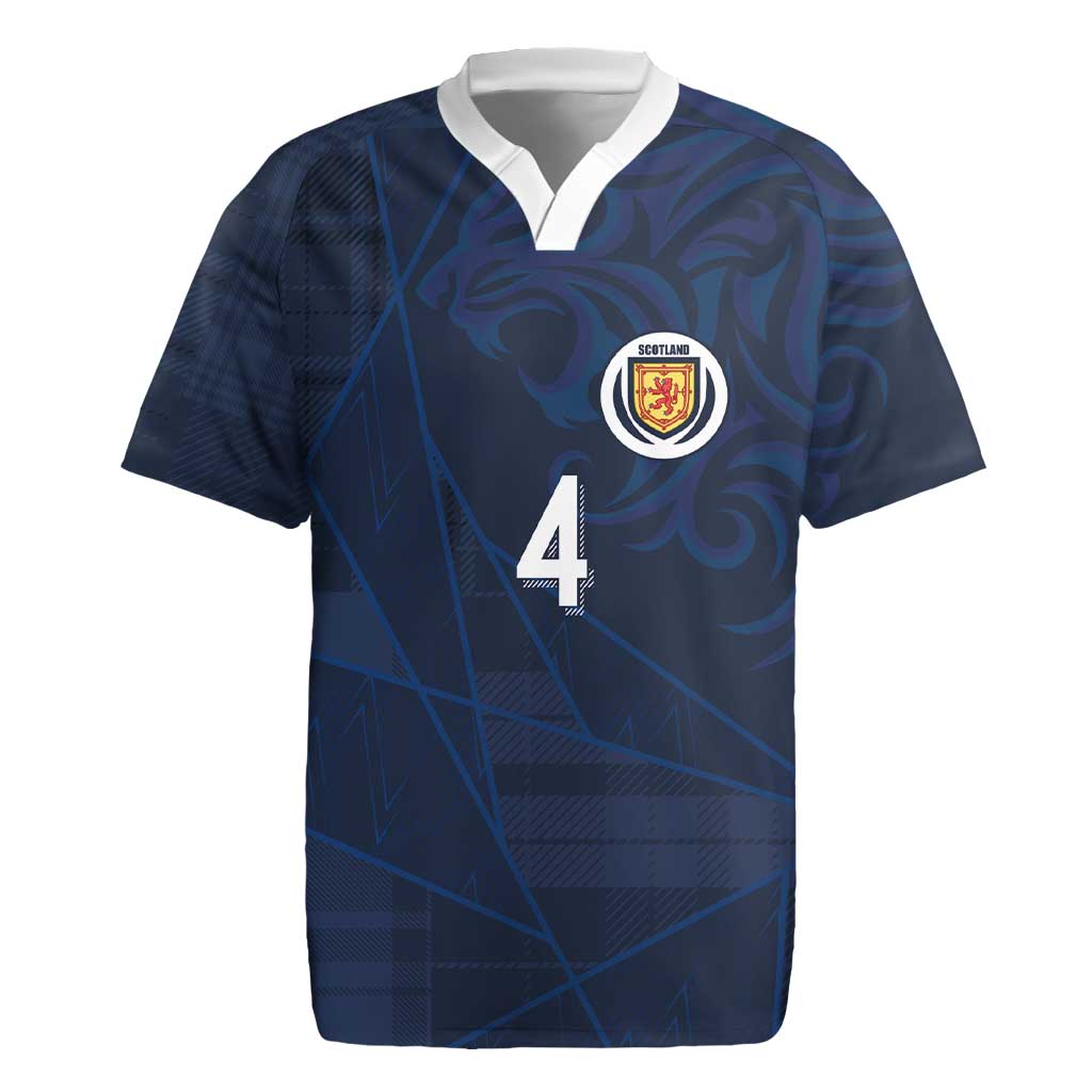 Custom Scotland National Football Rugby Jersey Tartan Patchwork and Sport Lion - Wonder Print Shop
