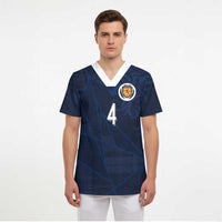 Custom Scotland National Football Scrub Top Tartan Patchwork and Sport Lion - Wonder Print Shop