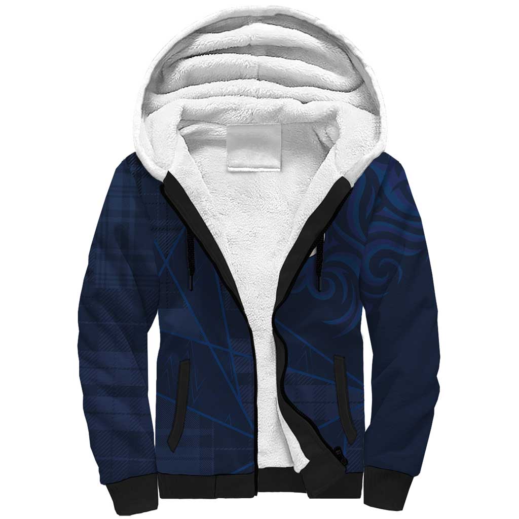 Custom Scotland National Football Sherpa Hoodie Tartan Patchwork and Sport Lion - Wonder Print Shop