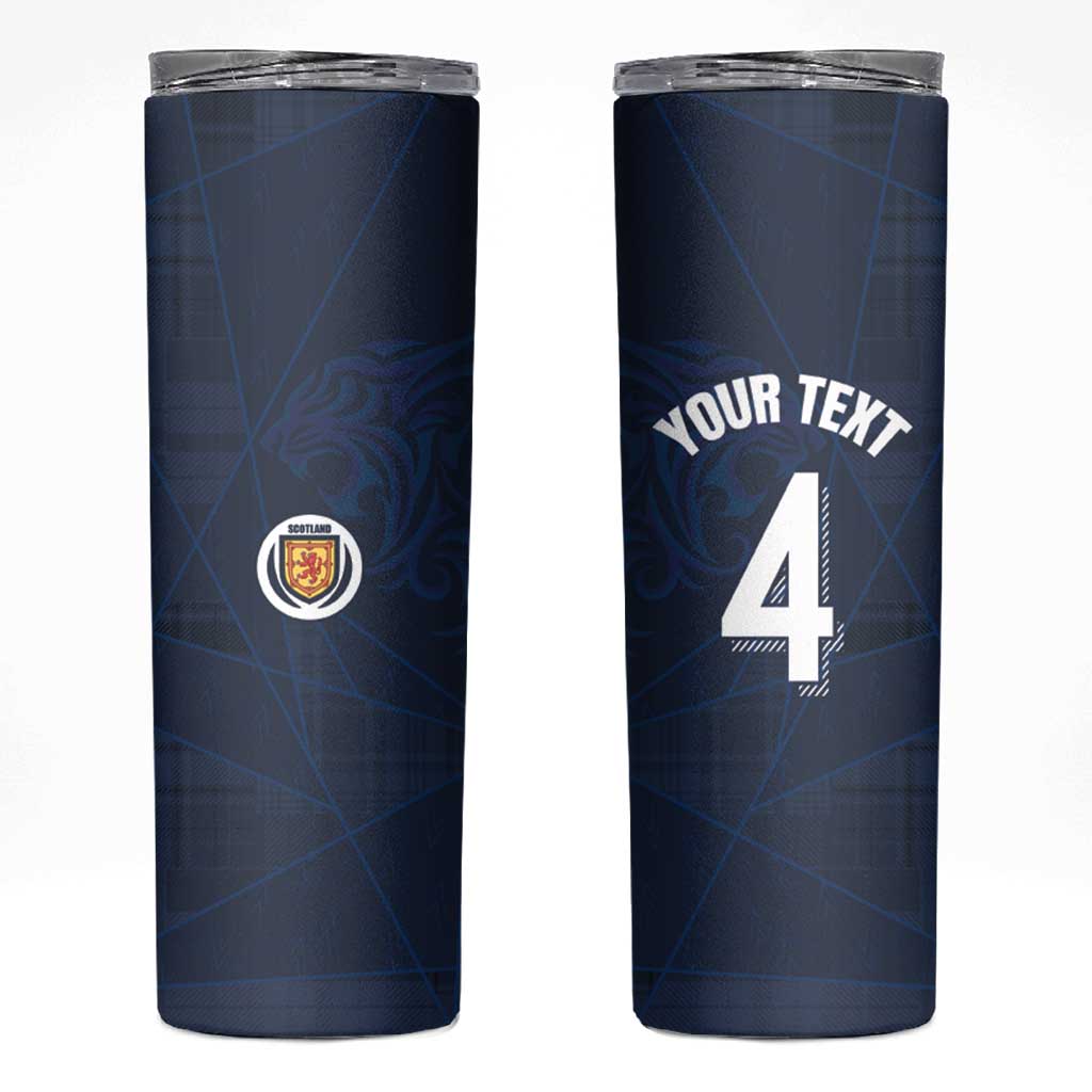 Custom Scotland National Football Skinny Tumbler Tartan Patchwork and Sport Lion - Wonder Print Shop
