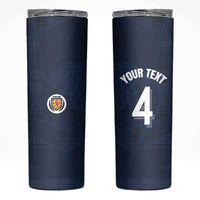 Custom Scotland National Football Skinny Tumbler Tartan Patchwork and Sport Lion - Wonder Print Shop