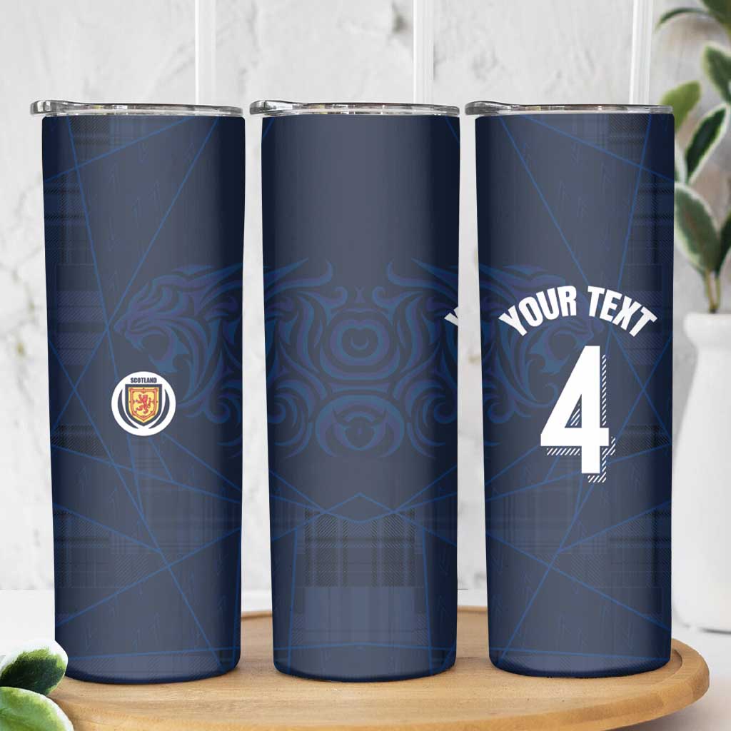 Custom Scotland National Football Skinny Tumbler Tartan Patchwork and Sport Lion - Wonder Print Shop