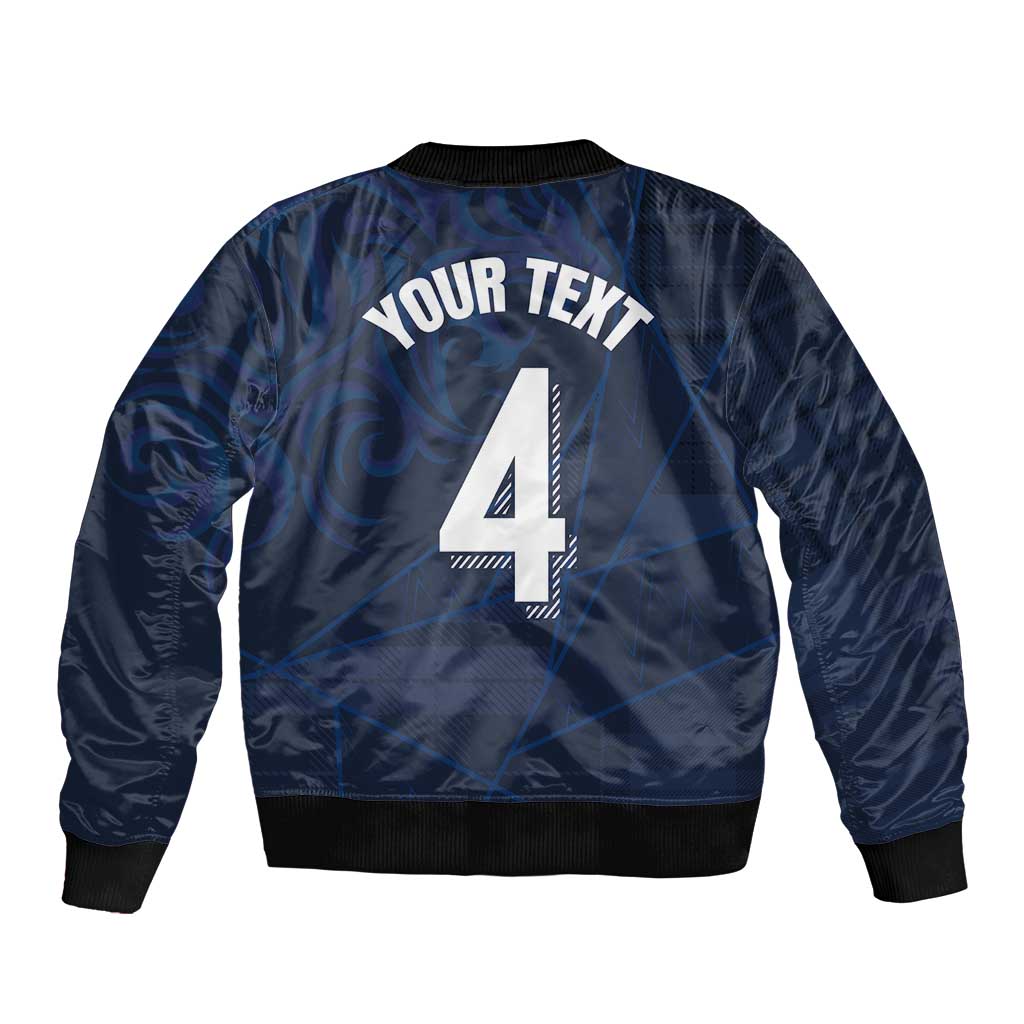 Custom Scotland National Football Sleeve Zip Bomber Jacket Tartan Patchwork and Sport Lion - Wonder Print Shop