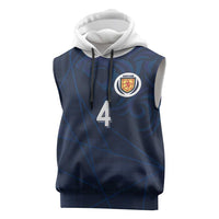 Custom Scotland National Football Sleeveless Hoodie Tartan Patchwork and Sport Lion - Wonder Print Shop
