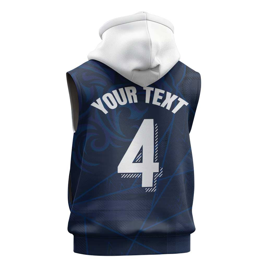 Custom Scotland National Football Sleeveless Hoodie Tartan Patchwork and Sport Lion - Wonder Print Shop
