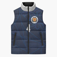Custom Scotland National Football Sleeveless Puffer Jacket Tartan Patchwork and Sport Lion - Wonder Print Shop