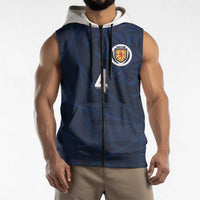 Custom Scotland National Football Sleeveless Zip Hoodie Tartan Patchwork and Sport Lion - Wonder Print Shop