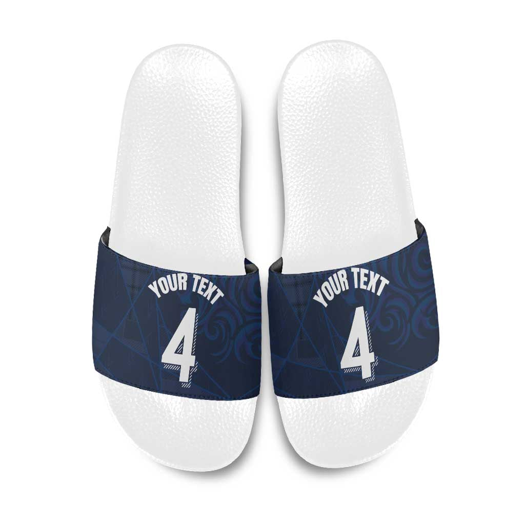 Custom Scotland National Football Slide Sandals Tartan Patchwork and Sport Lion - Wonder Print Shop