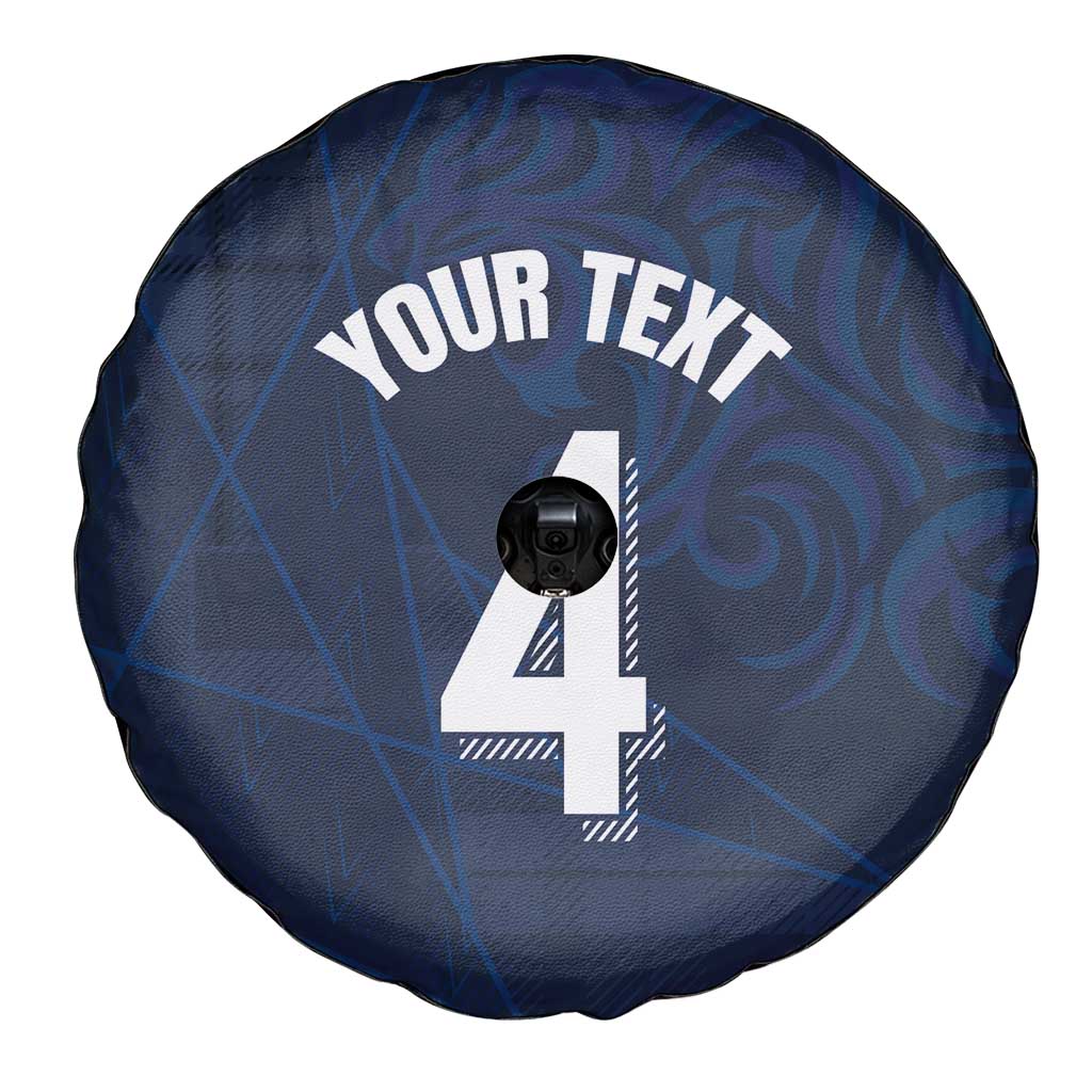 Custom Scotland National Football Spare Tire Cover Tartan Patchwork and Sport Lion - Wonder Print Shop