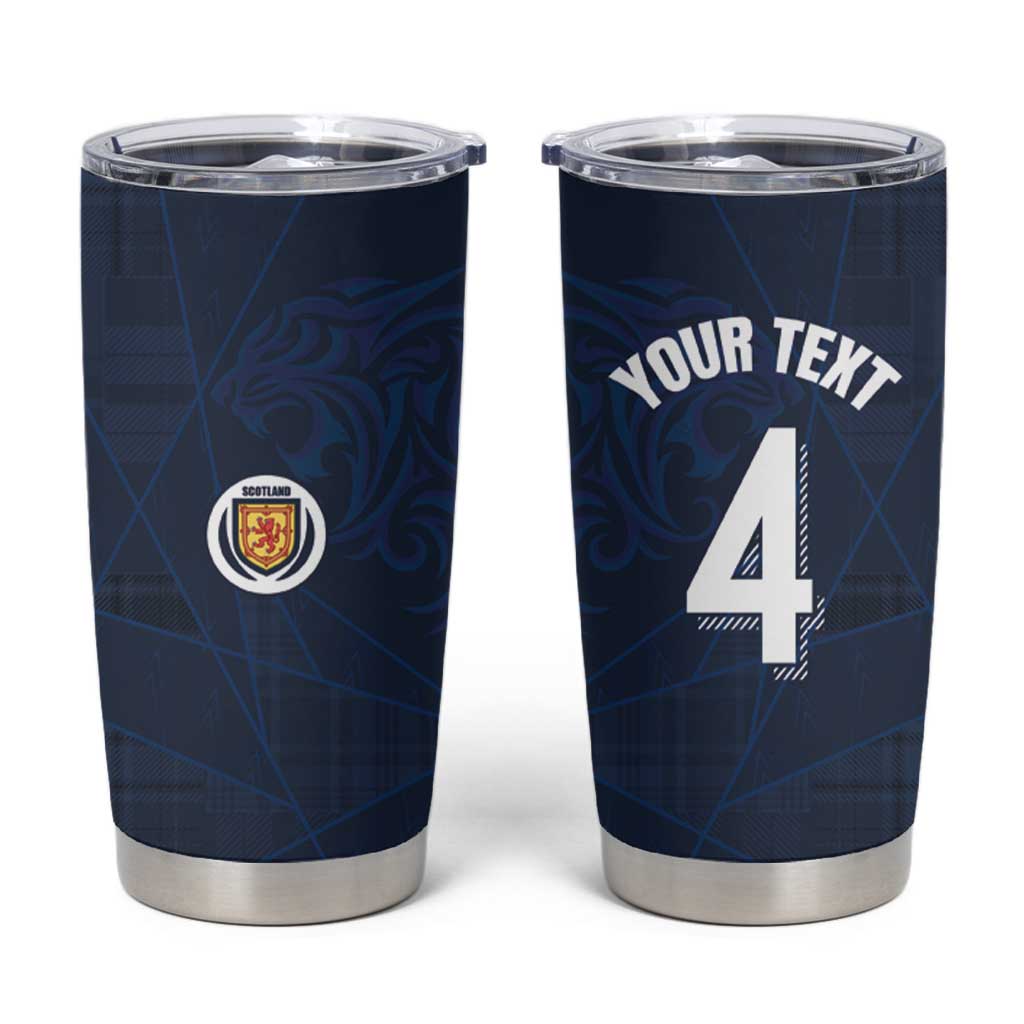 Custom Scotland National Football Tumbler Cup Tartan Patchwork and Sport Lion - Wonder Print Shop