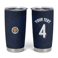Custom Scotland National Football Tumbler Cup Tartan Patchwork and Sport Lion - Wonder Print Shop