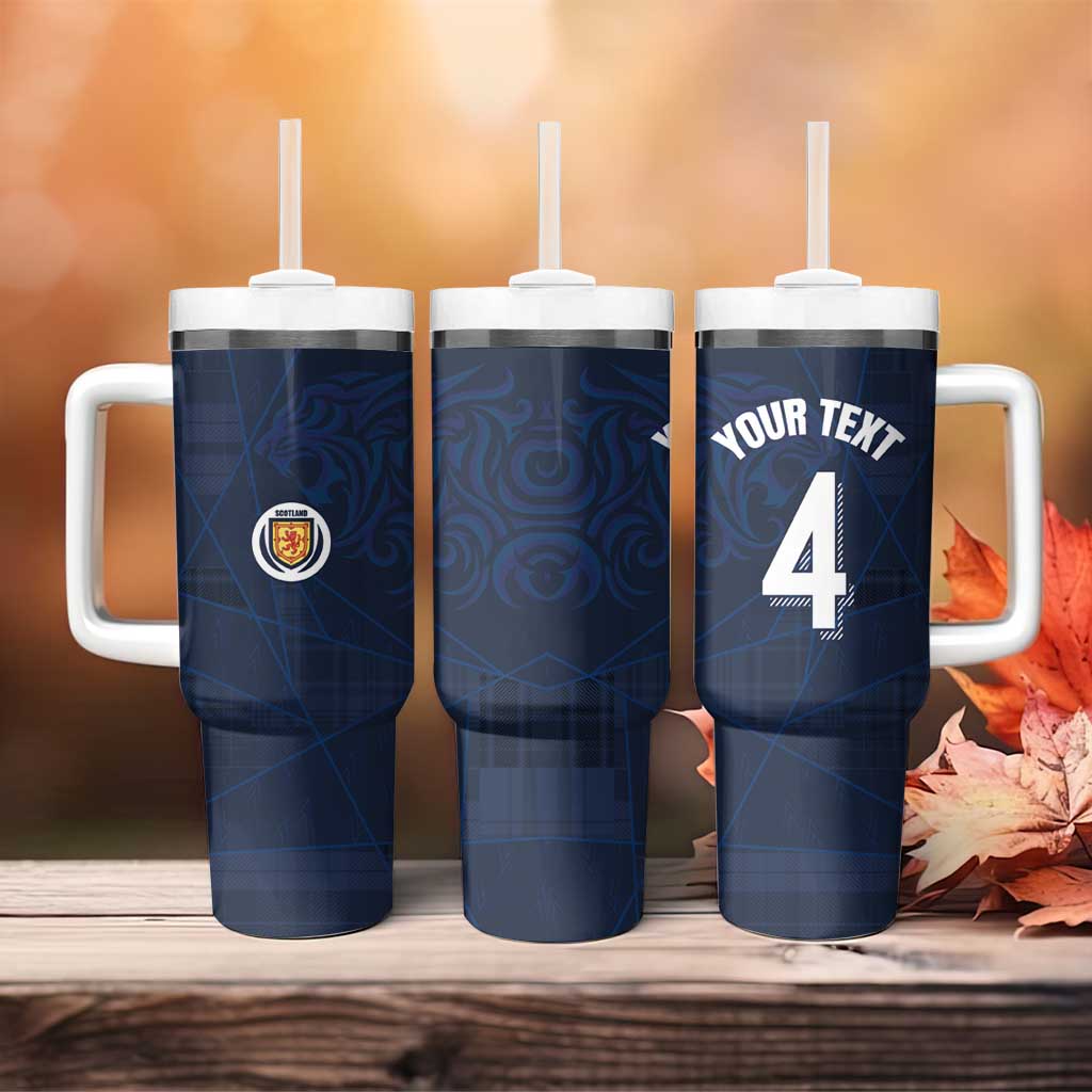 Custom Scotland National Football Tumbler With Handle Tartan Patchwork and Sport Lion - Wonder Print Shop