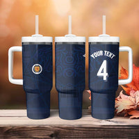 Custom Scotland National Football Tumbler With Handle Tartan Patchwork and Sport Lion - Wonder Print Shop