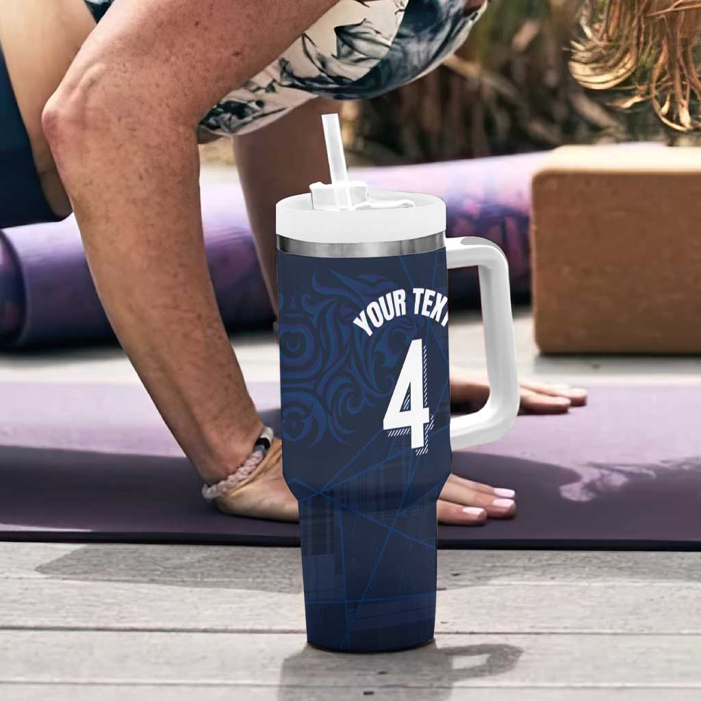 Custom Scotland National Football Tumbler With Handle Tartan Patchwork and Sport Lion - Wonder Print Shop