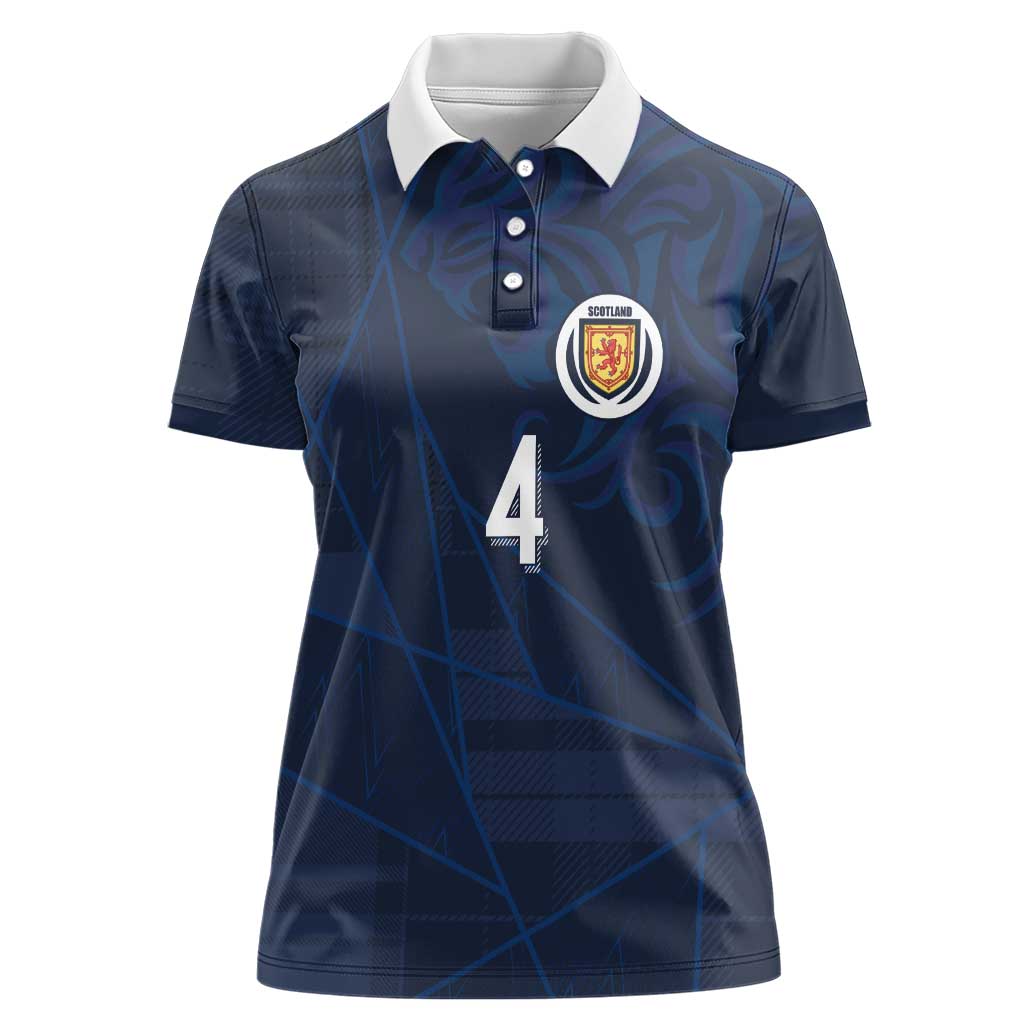 Custom Scotland National Football Women Polo Shirt Tartan Patchwork and Sport Lion - Wonder Print Shop