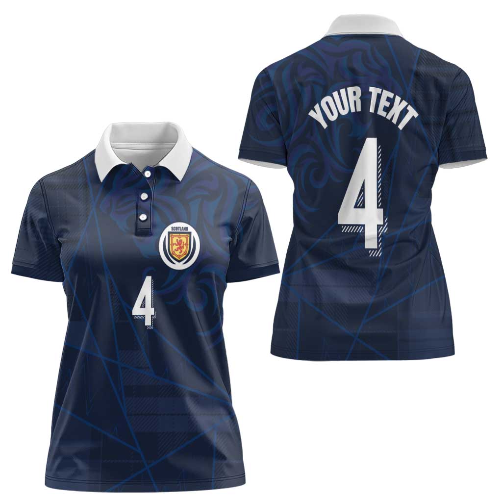 Custom Scotland National Football Women Polo Shirt Tartan Patchwork and Sport Lion - Wonder Print Shop