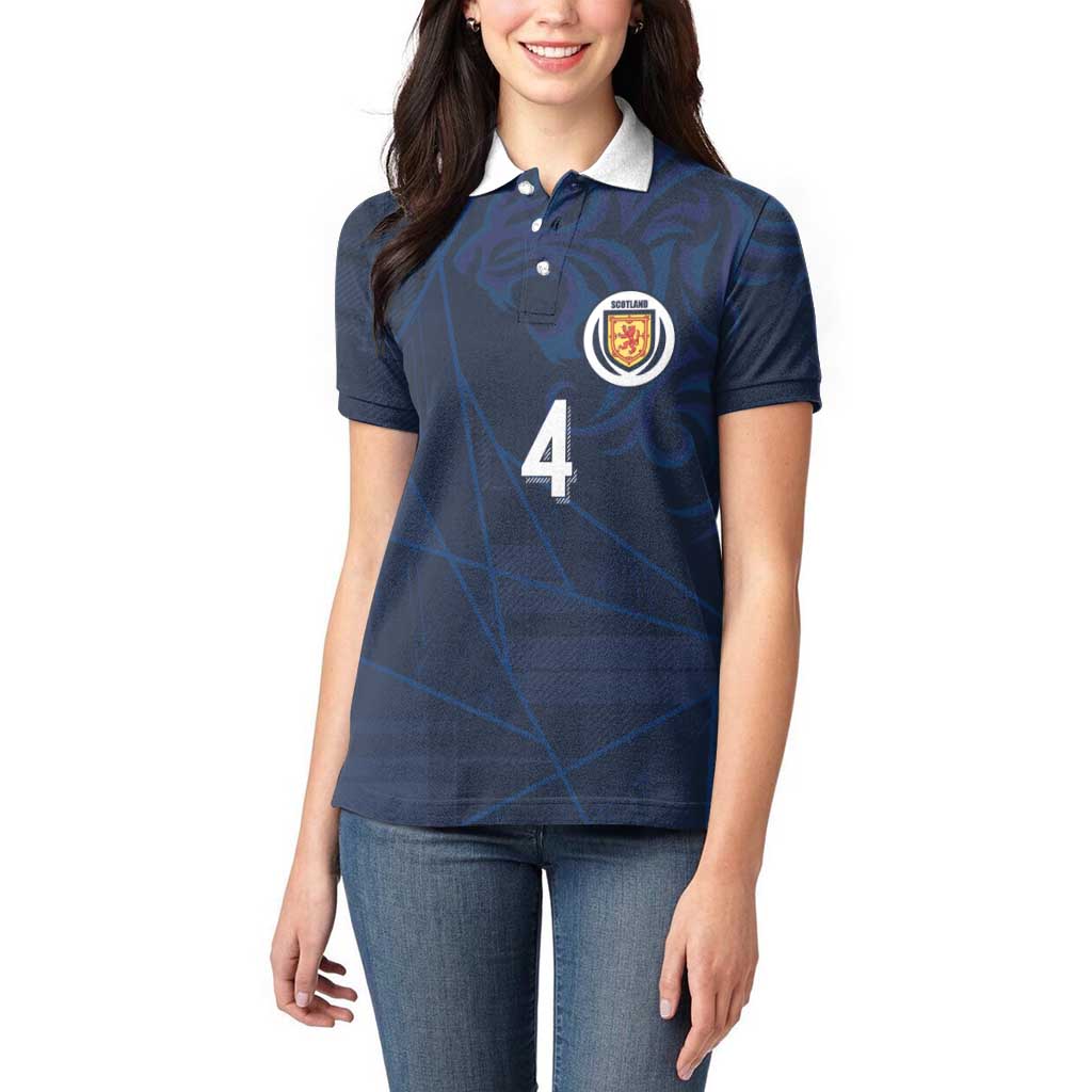 Custom Scotland National Football Women Polo Shirt Tartan Patchwork and Sport Lion - Wonder Print Shop
