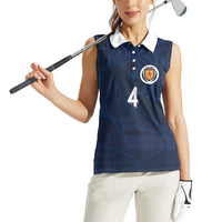 Custom Scotland National Football Women Sleeveless Polo Shirt Tartan Patchwork and Sport Lion - Wonder Print Shop