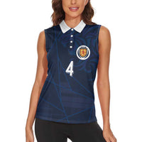 Custom Scotland National Football Women Sleeveless Polo Shirt Tartan Patchwork and Sport Lion - Wonder Print Shop